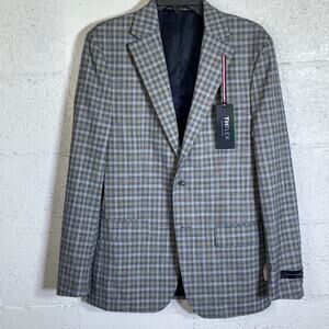 Tommy Hilfiger Men's Modern-Fit Windowpane Sport Coat Blue/tan 38R $295